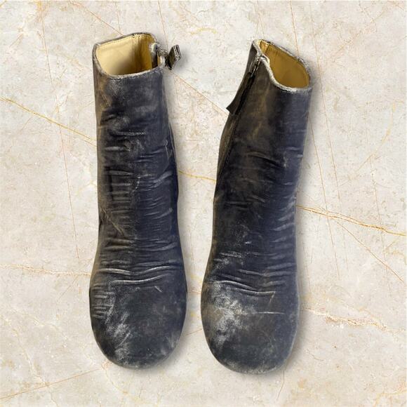 Zara Basic Collection Women's Steele Blue Velvet Ankle Boots Size 36 EU - Picture 4 of 6